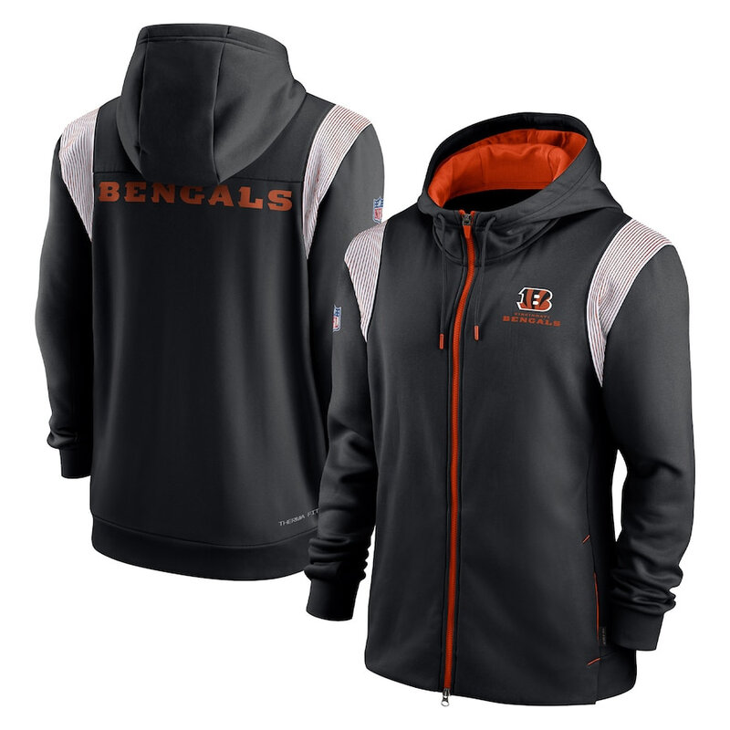 NFL Cincinnati Bengals long sleeve full zip up hoodie - hooded sweatshirt,two front pocket,fashion National Football League official licensed NFL football gear apparel