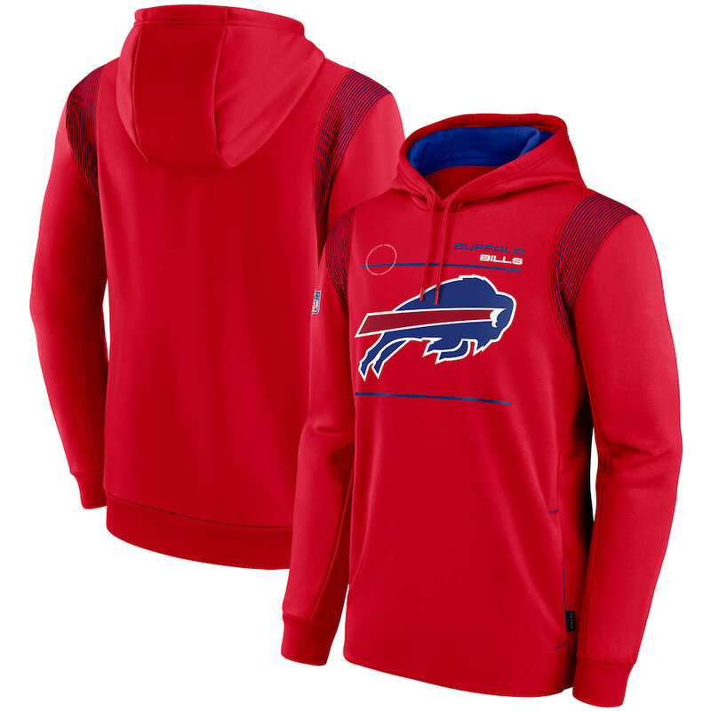 NFL Team apparel - NFL Team Hoodie Buffalo Bills Football Wear Red,long sleeve drawstring hooded Football wear with front pockets