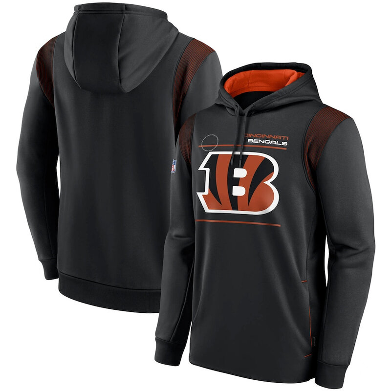 NFL Team apparel - NFL Team Hoodie Cincinnati Bengals Football Wear Black,long sleeve drawstring hooded Football wear with front pockets