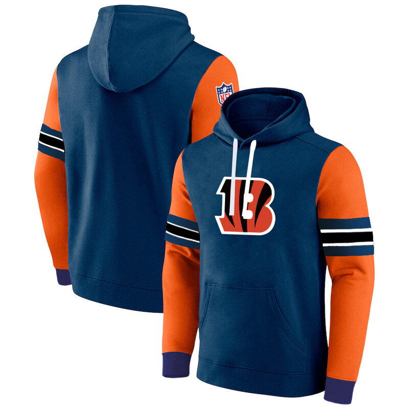 NFL Team Hoodie Cincinnati Bengals Footbatll Jersey Blue,Classic Team Logo - Long Sleeve Unisex Adult Pullover Hoodie - Officially Licensed NFL Apparel