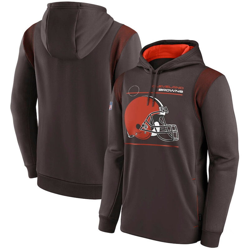 NFL Team apparel - NFL Team Hoodie Cleveland Browns Football Wear Brown,long sleeve drawstring hooded Football wear with front pockets