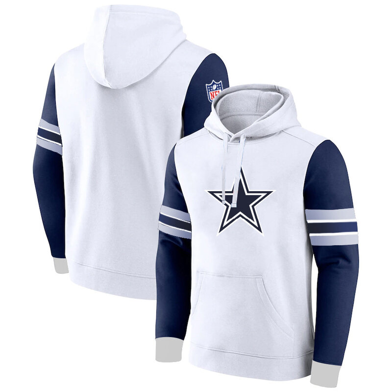 NFL Team Hoodie Dallas Cowboys Footbatll Jersey White,Classic Team Logo - Long Sleeve Unisex Adult Pullover Hoodie - Officially Licensed NFL Apparel