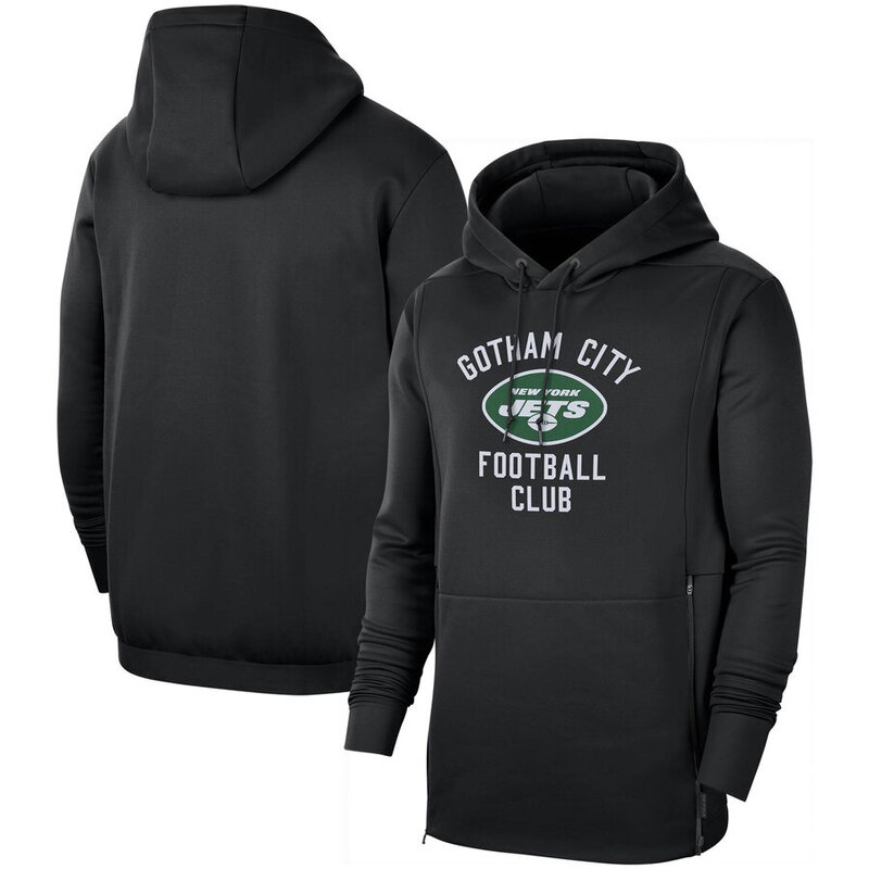 Officially Licensed NFL Team Hoodie Gotham City New York Jets Gear Black,Long Sleeve 3D Graphic Hooded Sweatshirt for Unisex america football hoodie merchandise
