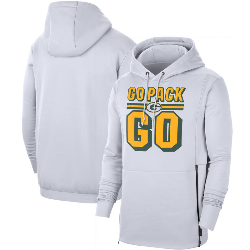 Officially Licensed NFL Team Hoodie Green Bay Packers GO Pack Gear White,Long Sleeve 3D Graphic Hooded Sweatshirt for Unisex america football hoodie merchandise