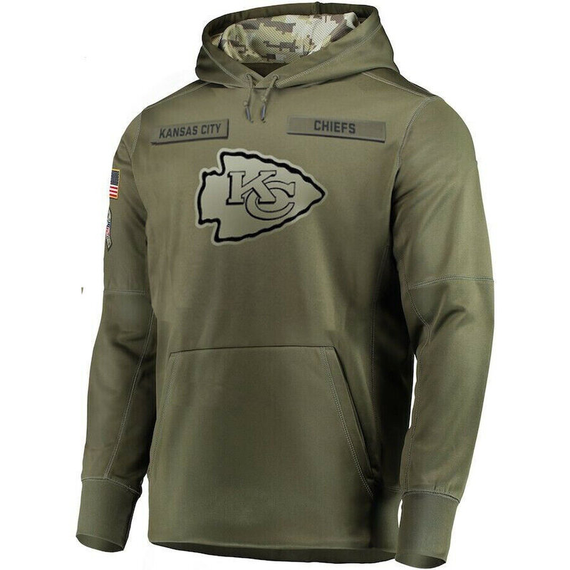 NFL apparel - NFL Team Hoodie Kansas City Chiefs Apparel Arm Green,long sleeve drawstring hooded baseball sweatshirt with front pockets