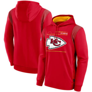 NFL Team apparel - NFL Team Hoodie Kansas City Chiefs Football Wear Red,long sleeve drawstring hooded Football wear with front pockets