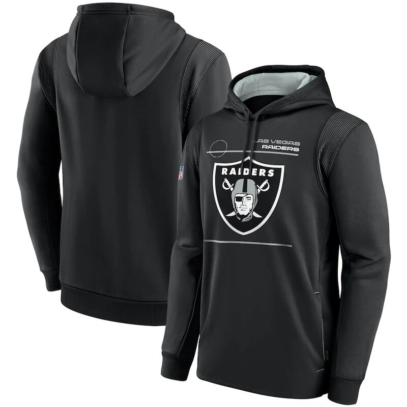 NFL Team apparel - NFL Team Hoodie Las Vegas Raiders Football Wear Black,long sleeve drawstring hooded Football wear with front pockets