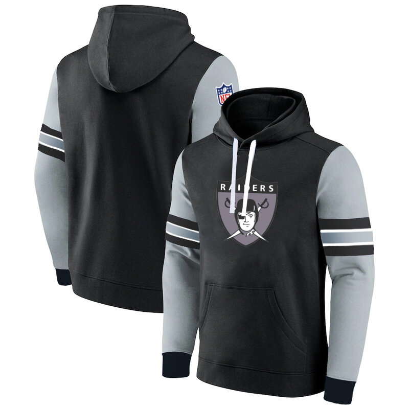 NFL Team Hoodie Las Vegas Raiders Footbatll Jersey Black,Classic Team Logo - Long Sleeve Unisex Adult Pullover Hoodie - Officially Licensed NFL Apparel