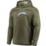 NFL apparel - NFL Team Hoodie Los Angeles Chargers Apparel Arm Green,long sleeve drawstring hooded baseball sweatshirt with front pockets