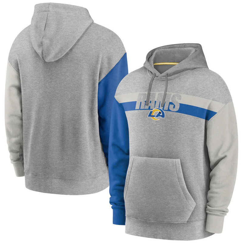 NFL Team Hoodie Los Angeles Rams Footbatll Apparel Grey,Classic Team Logo - Long Sleeve Unisex Adult Pullover Hoodie - Officially Licensed NFL Apparel