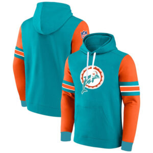 NFL Team Hoodie Miami Dolphins Footbatll Jersey Cyan,Classic Team Logo - Long Sleeve Unisex Adult Pullover Hoodie - Officially Licensed NFL Apparel