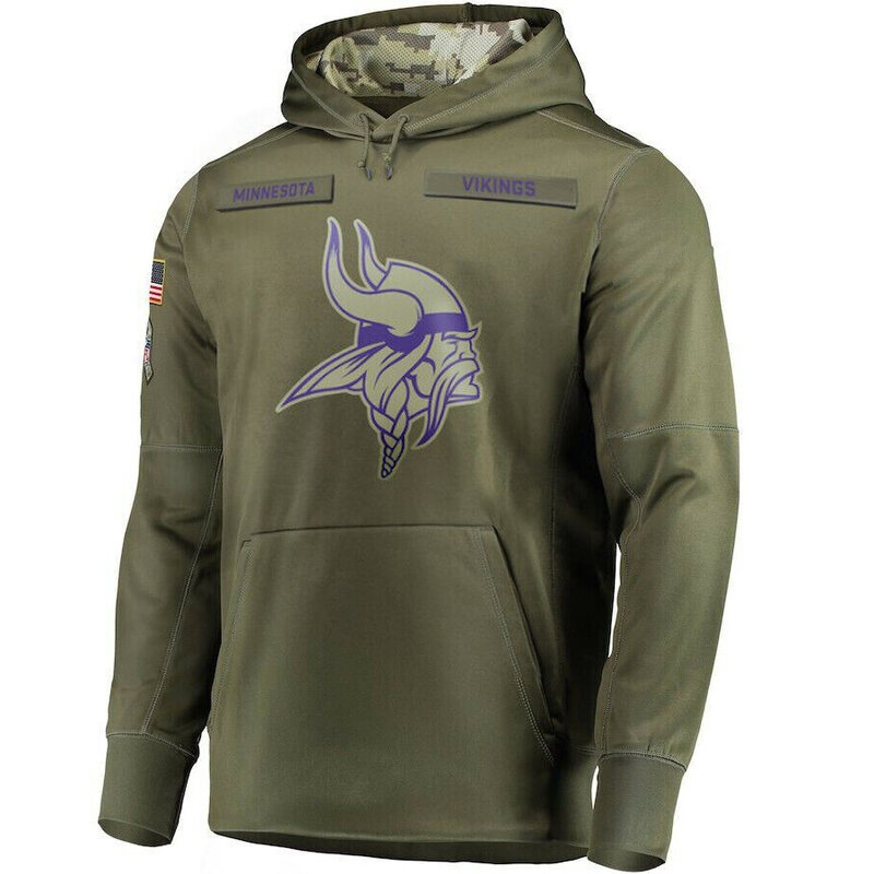 NFL apparel - NFL Team Hoodie Minnesota Vikings Apparel Arm Green,long sleeve drawstring hooded baseball sweatshirt with front pockets