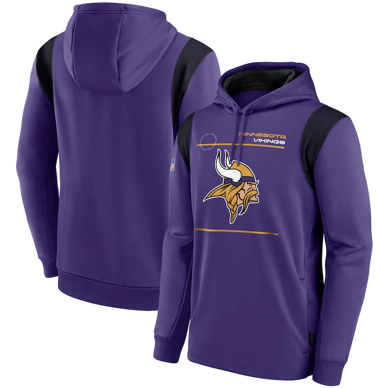 NFL Team apparel - NFL Team Hoodie Minnesota Vikings Football Wear Purple,long sleeve drawstring hooded Football wear with front pockets