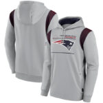 NFL Team apparel - NFL Team Hoodie New England Patriots Football Wear Grey,long sleeve drawstring hooded Football wear with front pockets