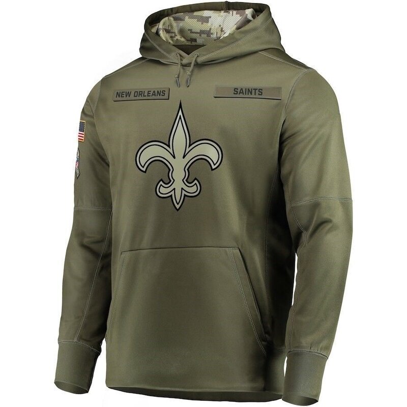 NFL apparel - NFL Team Hoodie New Orleans Saints Apparel Arm Green,long sleeve drawstring hooded baseball sweatshirt with front pockets