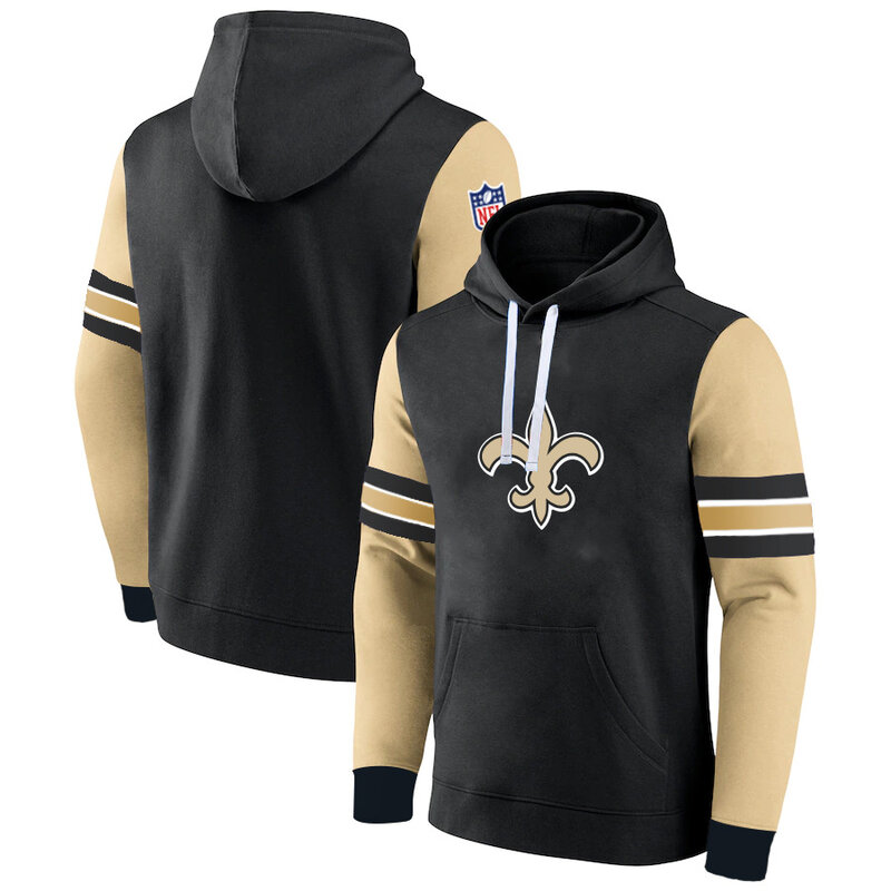 NFL Team Hoodie New Orleans Saints Footbatll Jersey Black,Classic Team Logo - Long Sleeve Unisex Adult Pullover Hoodie - Officially Licensed NFL Apparel