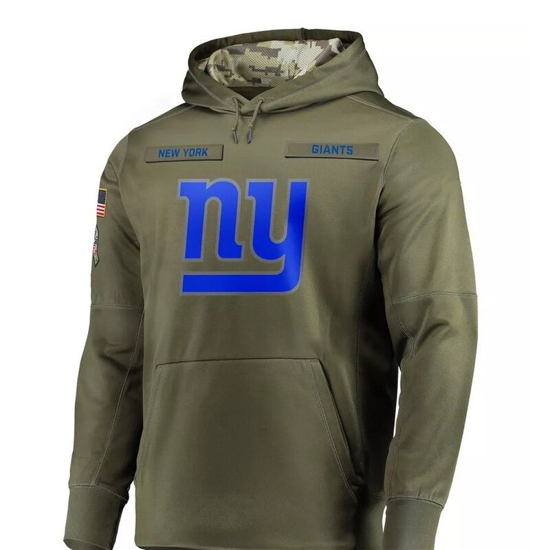 NFL apparel - NFL Team Hoodie New York Giants Apparel Arm Green,long sleeve drawstring hooded baseball sweatshirt with front pockets