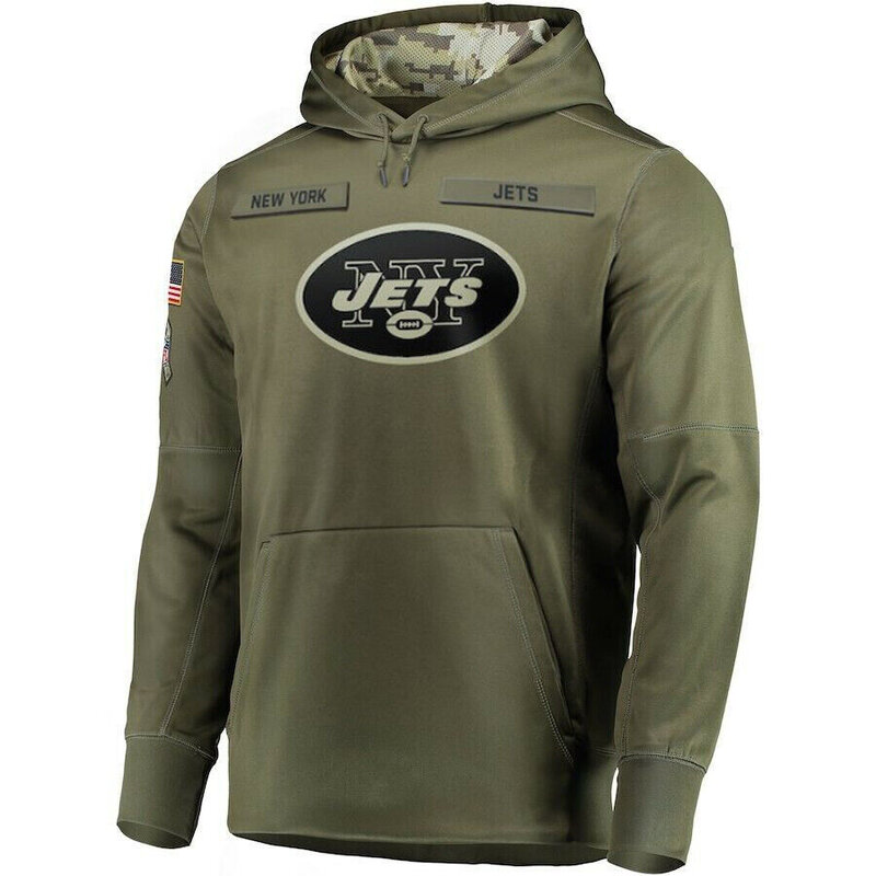 NFL apparel - NFL Team Hoodie New York Jets Apparel Arm Green,long sleeve drawstring hooded baseball sweatshirt with front pockets