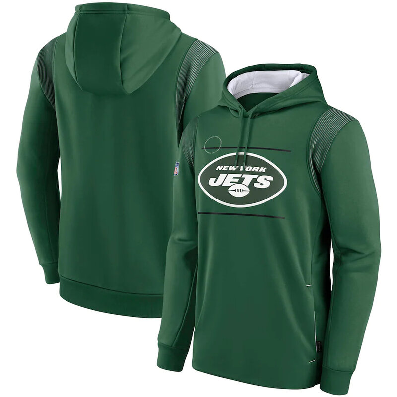 NFL Team apparel - NFL Team Hoodie New York Jets Football Wear Green,long sleeve drawstring hooded Football wear with front pockets