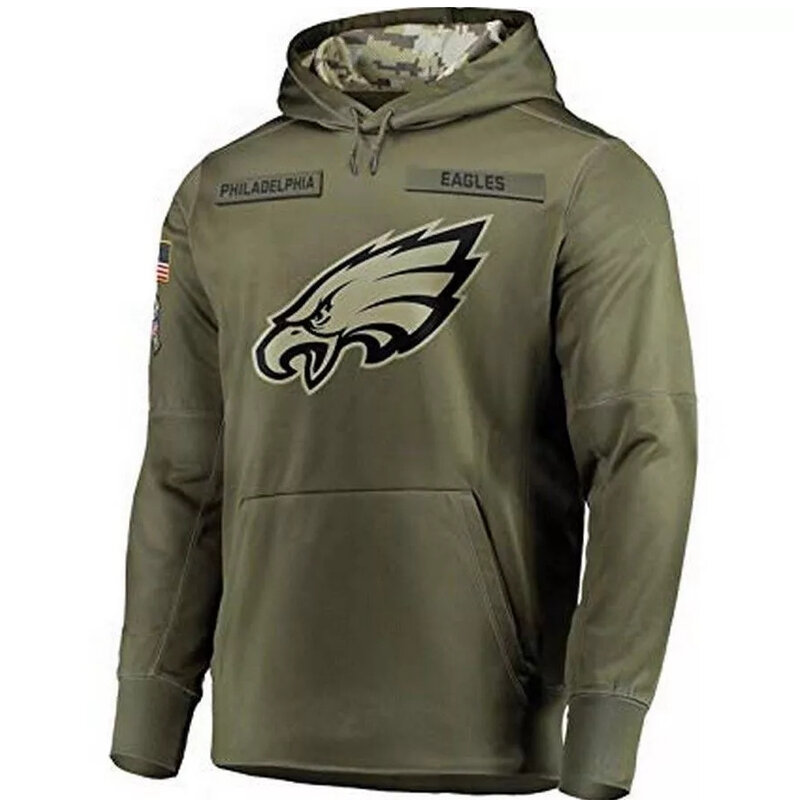 NFL apparel - NFL Team Hoodie Philadelphia Eagles Apparel Arm Green,long sleeve drawstring hooded baseball sweatshirt with front pockets