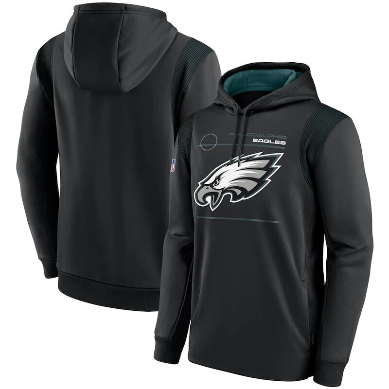 NFL Team apparel - NFL Team Hoodie Philadelphia Eagles Football Wear Black,long sleeve drawstring hooded Football wear with front pockets