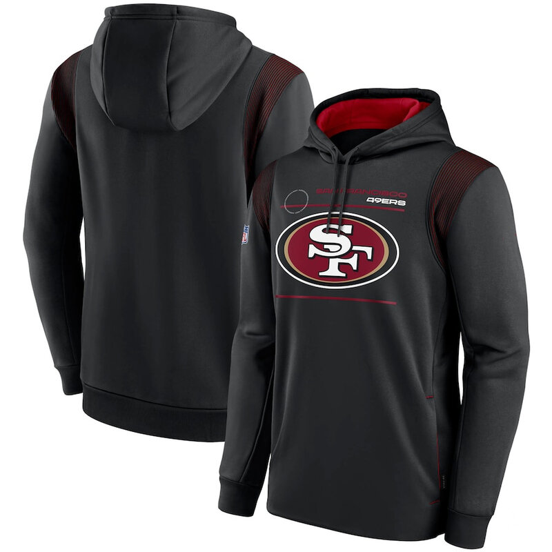 NFL Team apparel - NFL Team Hoodie San Francisco 49ers Football Wear Black,long sleeve drawstring hooded Football wear with front pockets