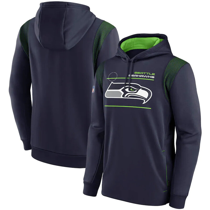 NFL Team apparel - NFL Team Hoodie Seattle Seahawks Football Wear Blue,long sleeve drawstring hooded Football wear with front pockets