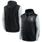 NFL classic Football wear Splicing color Las Vegas Raiders team logo 3D graphic full zip up hoodie drawstring 2 front pouch