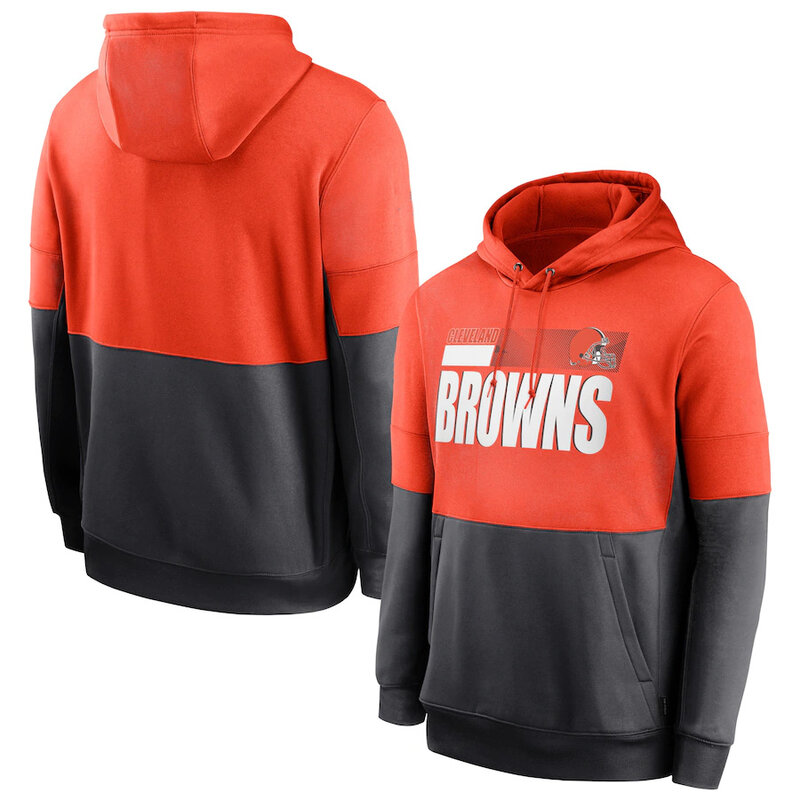 Officially Licensed NFL Team Logos Pullover Hoodie Cleveland Browns Jersey Orange,Long Sleeve 3D Graphic Hooded Sweatshirt for Unisex america football hoodie merchandise