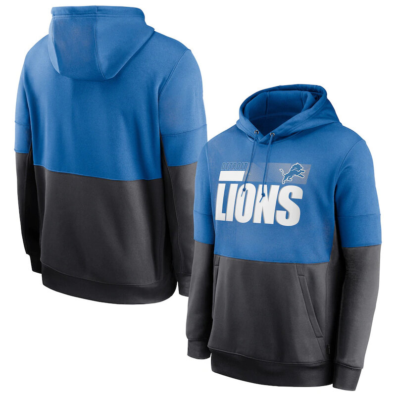 Officially Licensed NFL Team Logos Pullover Hoodie Detroit Lions Jersey Blue,Long Sleeve 3D Graphic Hooded Sweatshirt for Unisex america football hoodie merchandise