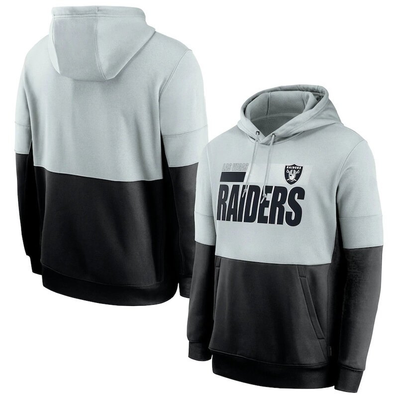 Officially Licensed NFL Team Logos Pullover Hoodie Las Vegas Raiders Jersey Grey,Long Sleeve 3D Graphic Hooded Sweatshirt for Unisex america football hoodie merchandise