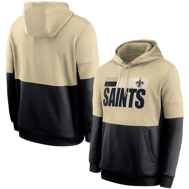Officially Licensed NFL Team Logos Pullover Hoodie New Orleans Saints Jersey Beige,Long Sleeve 3D Graphic Hooded Sweatshirt for Unisex america football hoodie merchandise