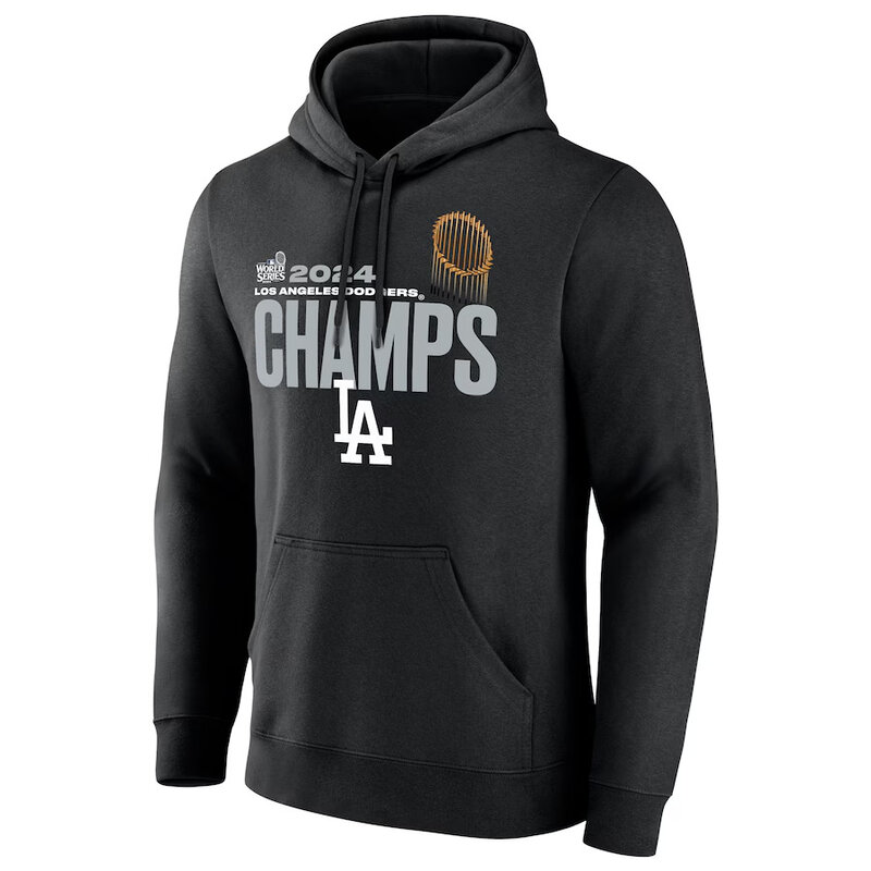 World Series Champions apparel - MLB 2024 World Series Champions Baseball Hoodie Black,long sleeve drawstring hooded baseball gear with front pockets