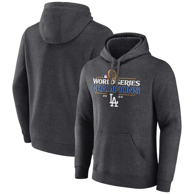 World Series Champions apparel - MLB 2024 World Series Champions Los Angeles Grey,long sleeve drawstring hooded baseball gear with front pockets