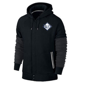 Tampa Bay Rays baseball Gear - MLB Jersey Tampa Bay Rays Zip UP Hoodie Black,long sleeve drawstring hooded baseball apparel with front pockets