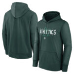 Oakland Athletics baseball Gear - MLB Oakland Athletics Pullover Hoodie Dark Green,long sleeve drawstring hooded baseball apparel with front pockets