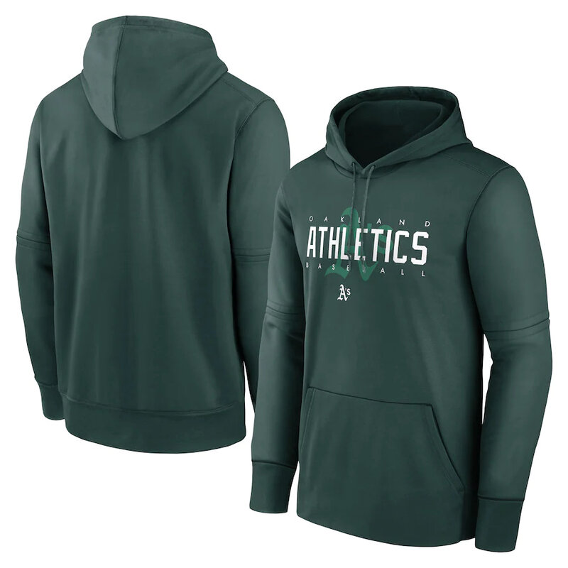 Oakland Athletics baseball Gear - MLB Oakland Athletics Pullover Hoodie Dark Green,long sleeve drawstring hooded baseball apparel with front pockets