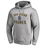 MLB San Diego Padres Apparel Gear - MLB San Diego Padres Pullover Hooded Sweatshirt Grey,long sleeve drawstring hooded baseball apparel with front pockets