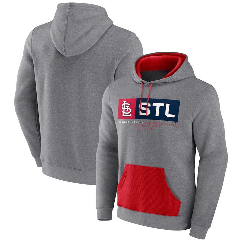 St. Louis Cardinals baseball Gear - MLB St Louis Cardinals Baseball Hoodie Grey,long sleeve drawstring hooded baseball apparel with front pockets