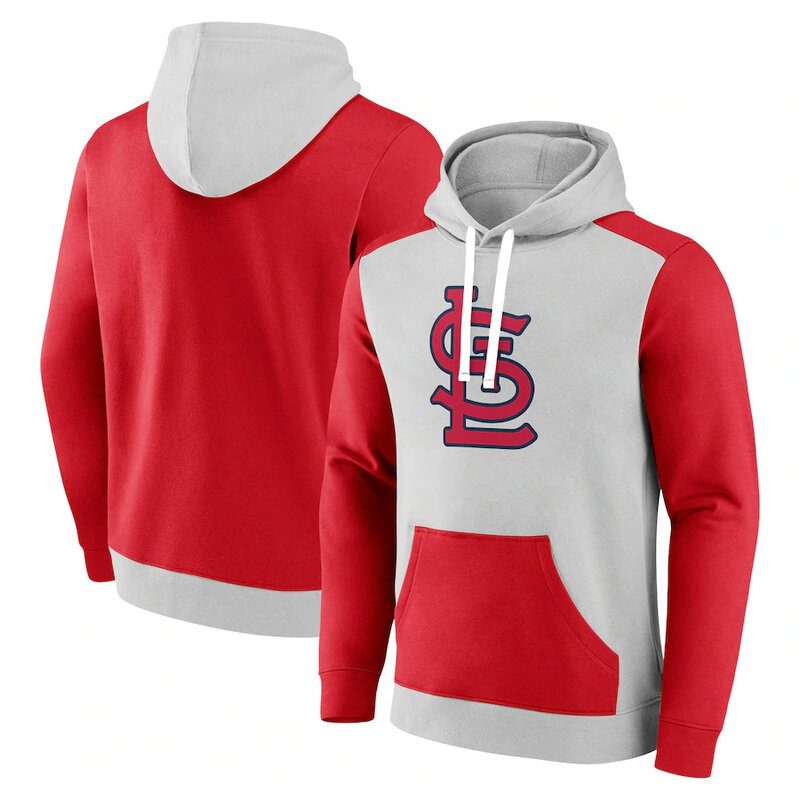 St. Louis Cardinals baseball Gear - MLB St Louis Cardinals Baseball Hoodie Grey Red,long sleeve drawstring hooded baseball apparel with front pockets