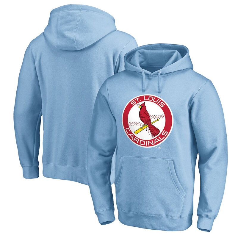 St. Louis Cardinals baseball Gear - MLB St Louis Cardinals Pullover Baseball Hoodie Light Blue,long sleeve drawstring hooded baseball apparel with front pockets