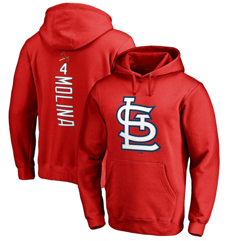 St. Louis Cardinals baseball Gear - MLB St Louis Cardinals Yadier Molina Baseball Hoodie Red,long sleeve drawstring hooded baseball apparel with front pockets
