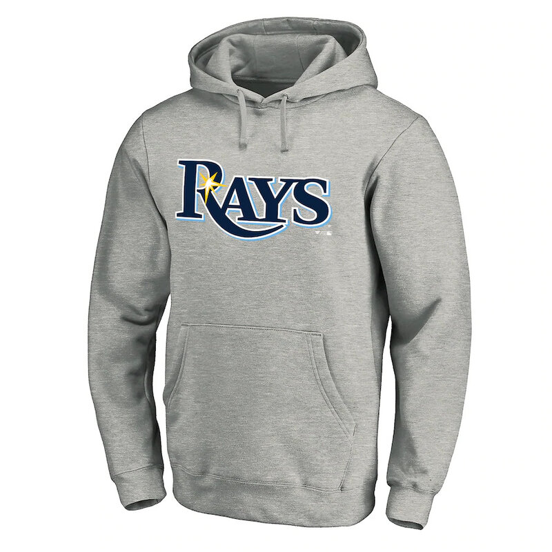 Tampa Bay Rays baseball Gear - MLB Tampa Bay Rays Baseball Hoodie Grey,long sleeve drawstring hooded baseball apparel with front pockets