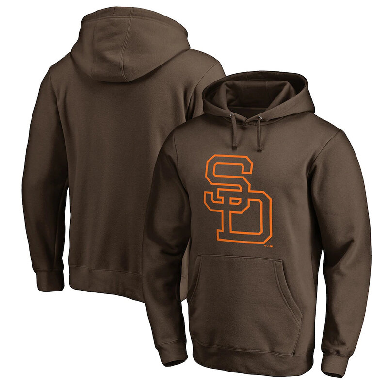 MLB San Diego Padres Apparel Gear - MLB Team San Diego Padres Pullover Hoodie Brown,long sleeve drawstring hooded baseball apparel with front pockets
