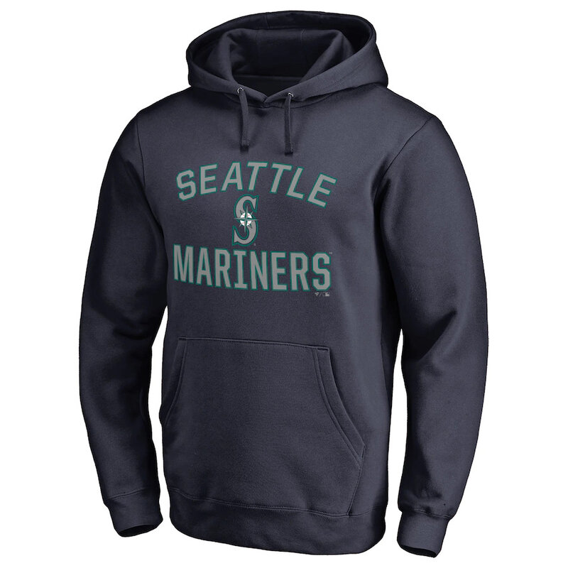 MLB Seattle Mariners Apparel Gear - MLB Team Seattle Mariners Baseball Hoodie Dark Blue,long sleeve drawstring hooded baseball apparel with front pockets