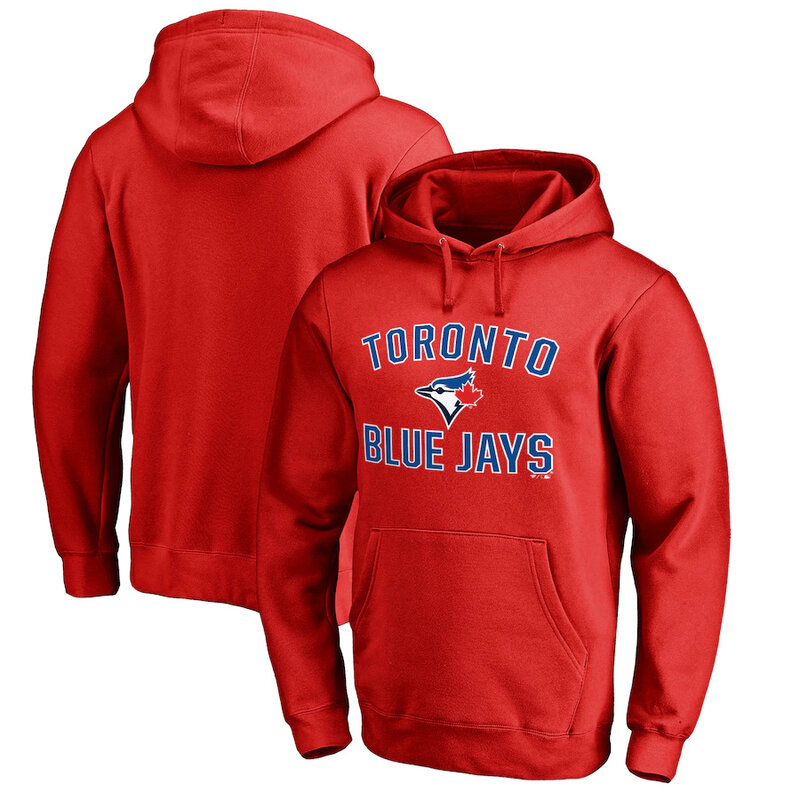 Toronto Blue Jays baseball Gear - MLB Toronto Blue Jays Pullover Baseball Hoodie Red,long sleeve drawstring hooded baseball apparel with front pockets