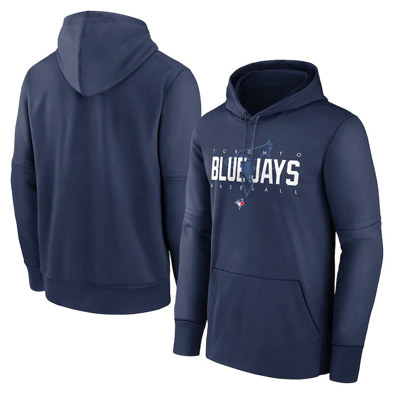 Toronto Blue Jays baseball Gear - MLB Toronto Blue Jays Pullover Hoodie Dark Blue,long sleeve drawstring hooded baseball apparel with front pockets